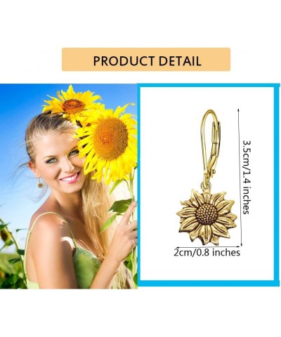 Boho Earrings Vintage Sunflower Dangle Earrings for Women Girls Ethnic Sunflower Drop Earrings Antique gold $9.23 Earrings