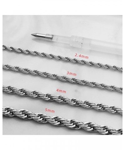 Mens Chain Stainless Steel Rope, Hip Hop Jewelry for Women 16-30 Inch Rope Chain Necklace and Polished 30.0 Inches 5mm $8.39 ...