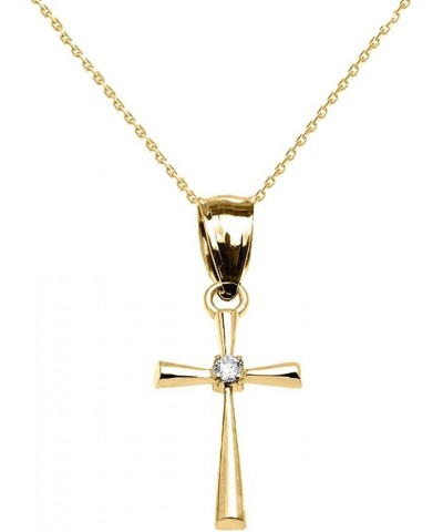 14K Yellow Gold Diamond Solitaire Accent Cross Pendant Necklace with Rolo Chain and Pendant only Pendant + 16" Chain $51.45 P...