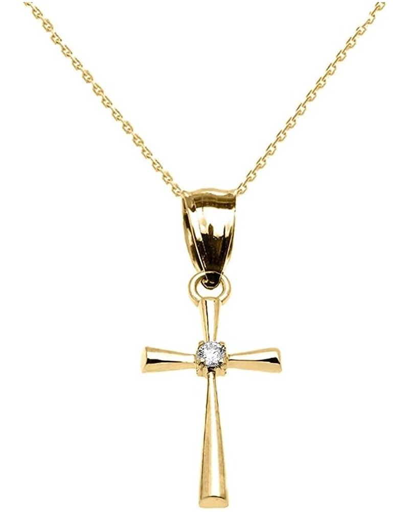 14K Yellow Gold Diamond Solitaire Accent Cross Pendant Necklace with Rolo Chain and Pendant only Pendant + 16" Chain $51.45 P...