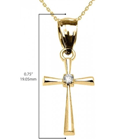 14K Yellow Gold Diamond Solitaire Accent Cross Pendant Necklace with Rolo Chain and Pendant only Pendant + 16" Chain $51.45 P...