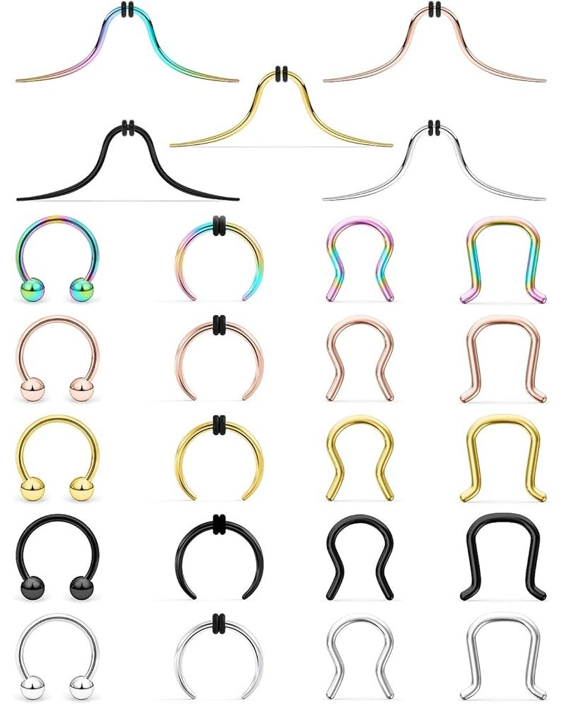 25pcs 14G 16G Septum Jewelry Surgical Steel Nose Septum Ring Hoop Retainer Piercing Jewelry for Women Men 14g-25pcs $11.39 Bo...