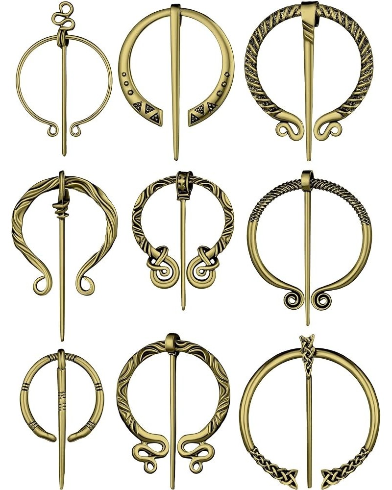 9 Pcs Medieval Cloak Pin Vintage Viking Brooch Celtic Shawl Scarf Cloak Clasp for Women Clothes Costume Accessory Bronze $10....