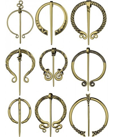 9 Pcs Medieval Cloak Pin Vintage Viking Brooch Celtic Shawl Scarf Cloak Clasp for Women Clothes Costume Accessory Bronze $10....