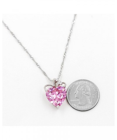 Fashion Love Heart Crystal Pendant Valentines Birthday Necklace Silver Color N437-2D Pink $6.87 Necklaces