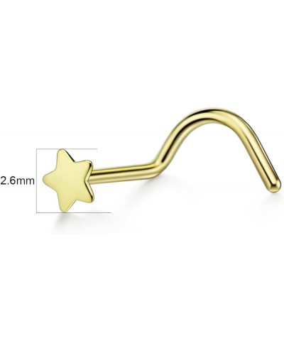 20g Gold Plated 316L Surgical Steel Nose Screws for Women Men Star $8.47 Body Jewelry