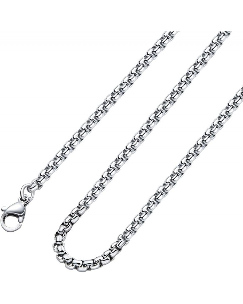 Square Rolo Chain Necklace Stainless Steel Round Box Necklace for Men & Women 3mm Wide 36 Inches $11.81 Necklaces