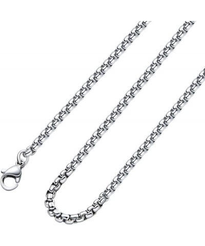 Square Rolo Chain Necklace Stainless Steel Round Box Necklace for Men & Women 3mm Wide 36 Inches $11.81 Necklaces