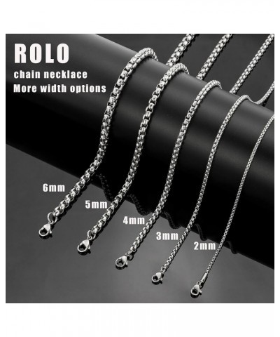 Square Rolo Chain Necklace Stainless Steel Round Box Necklace for Men & Women 3mm Wide 36 Inches $11.81 Necklaces