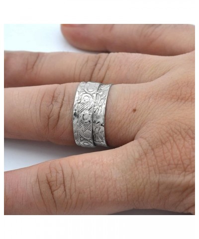 925 Sterling Silver Floral Spinner Ring for Women Spiral Beads Wide Fidget Ring Band 8.5 $16.79 Rings