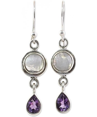 Artisan Handmade Dangle Earrings .925 Sterling Silver India Fortune Birthstone Purple Droplets $15.66 Earrings