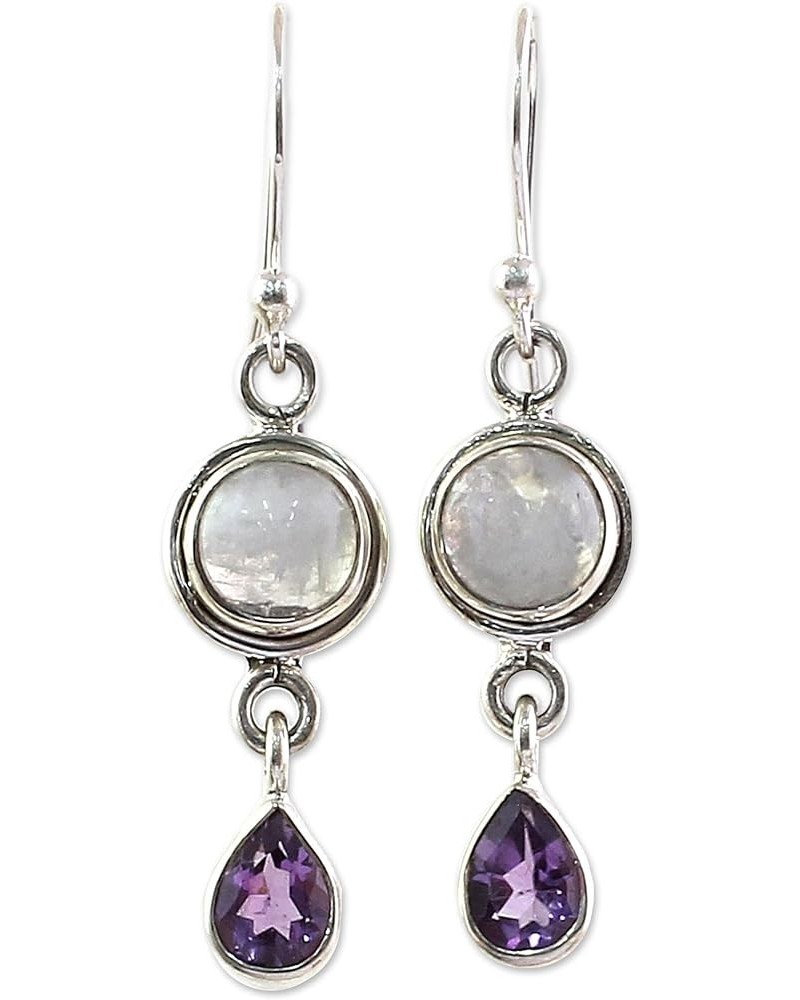 Artisan Handmade Dangle Earrings .925 Sterling Silver India Fortune Birthstone Purple Droplets $15.66 Earrings