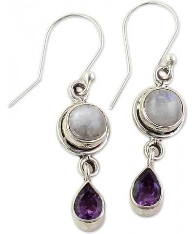 Artisan Handmade Dangle Earrings .925 Sterling Silver India Fortune Birthstone Purple Droplets $15.66 Earrings