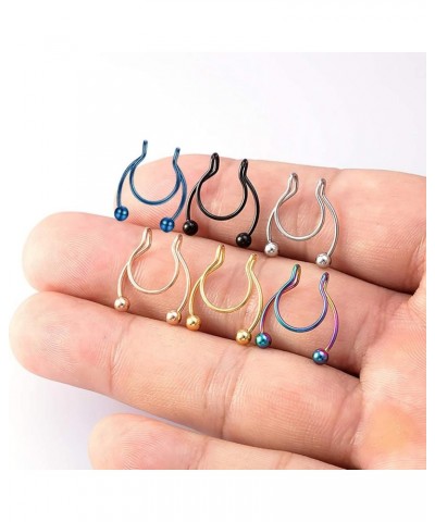 2023 New 1 Pcs Nose Rings Hoop 18 Gauge Non Piercing Stainless Steel Clip On Faux Septum Clicker Nose Hoop Ring Piercings Jew...