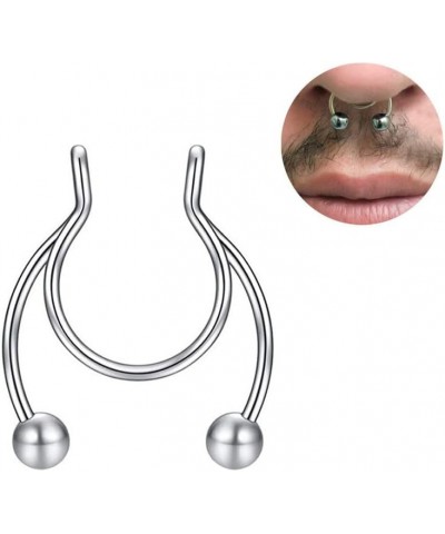 2023 New 1 Pcs Nose Rings Hoop 18 Gauge Non Piercing Stainless Steel Clip On Faux Septum Clicker Nose Hoop Ring Piercings Jew...