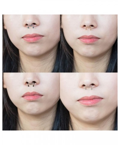 2023 New 1 Pcs Nose Rings Hoop 18 Gauge Non Piercing Stainless Steel Clip On Faux Septum Clicker Nose Hoop Ring Piercings Jew...