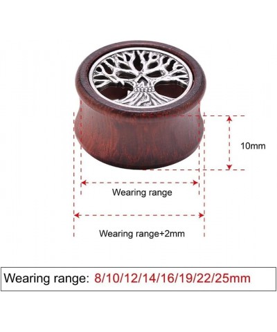 2PCS Organic Red Sandalwood Hollow Double Flared Ear Gauges Tunnels Expander Tree Of Life Jewelry For Man For Woman Body Pier...