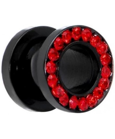 Black Titanium with Red CZ Over Surgical Steel Screw-on Plugs/Gauges 2 Pieces (1 Pair) (B/60) 0G (8MM) $9.27 Body Jewelry