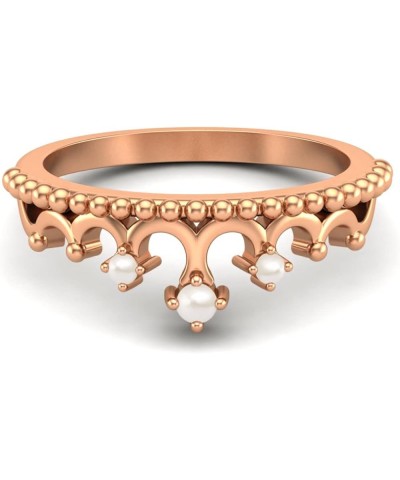 Crown Ring 2mm Round Shape Multi Gemstone 925 Sterling Silver Rose Gold Vermeil Tiara Women Promise Ring Pearl $24.12 Rings