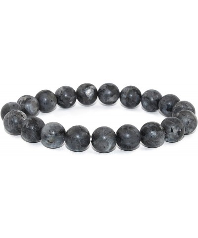 10mm Natural Earth Healing Semi Precious Round Gemstone Beaded Stretch Bracelet for Women Men Larvikite $11.20 Bracelets