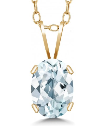 14K Yellow Gold Sky Blue Aquamarine Pendant (0.72 Cttw, Gemstone Birthstone, Oval 7X5MM, With 18 Inch Chain) $96.80 Necklaces