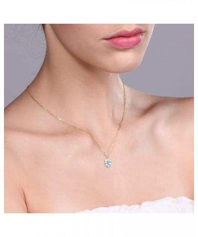 14K Yellow Gold Sky Blue Aquamarine Pendant (0.72 Cttw, Gemstone Birthstone, Oval 7X5MM, With 18 Inch Chain) $96.80 Necklaces