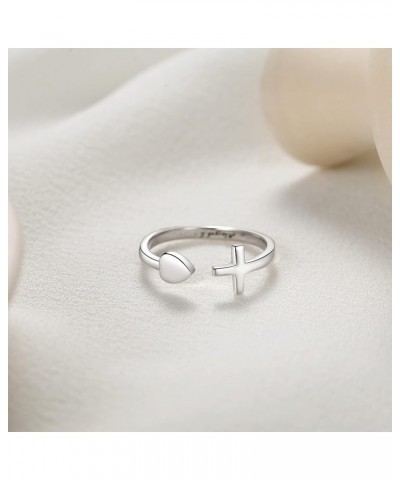 Purity Thumb Sterling Silver Ring Dainty Cross Rings for Women Mothers Mother Daughter Day Christian Jewelry Personalized Eng...