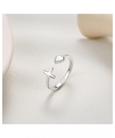 Purity Thumb Sterling Silver Ring Dainty Cross Rings for Women Mothers Mother Daughter Day Christian Jewelry Personalized Eng...