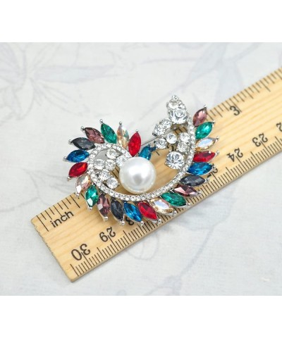 GYN&Joy Gold Tone Colorful Crystal Rhinestone Flower Brooch Pin Bridal Bouquet Wedding Jewelry Multicolor $11.20 Brooches & Pins