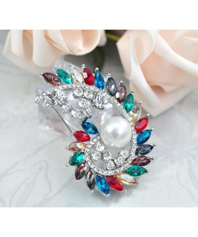 GYN&Joy Gold Tone Colorful Crystal Rhinestone Flower Brooch Pin Bridal Bouquet Wedding Jewelry Multicolor $11.20 Brooches & Pins