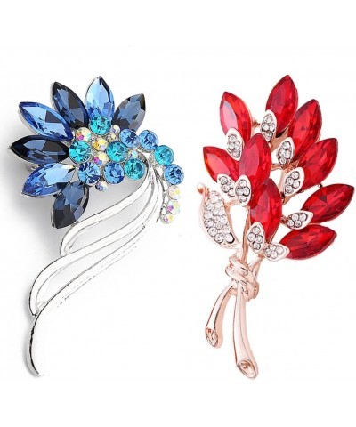 Rose Flowers Brooches Pins Women's Fashion Crystal Pins Tulip Brooch Alloy Rhinestone Leaf Brooch Feathers and Leaves $6.50 B...