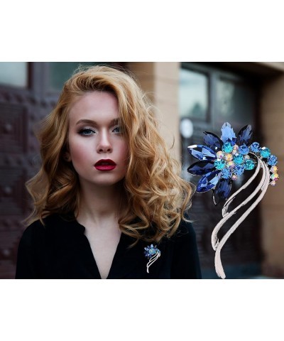 Rose Flowers Brooches Pins Women's Fashion Crystal Pins Tulip Brooch Alloy Rhinestone Leaf Brooch Feathers and Leaves $6.50 B...