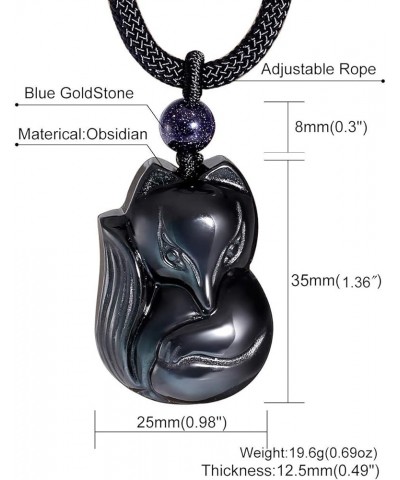 Obsidian Fox Necklace Pendant for Women Healing Energy Crystal Amulet Animal Gifts Black obsidian fox $12.64 Necklaces