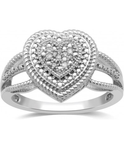 Sterling Silver Natural White Round Diamond Accent Rope Texture Heart Promise Ring, Size 7 $41.24 Rings