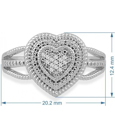 Sterling Silver Natural White Round Diamond Accent Rope Texture Heart Promise Ring, Size 7 $41.24 Rings