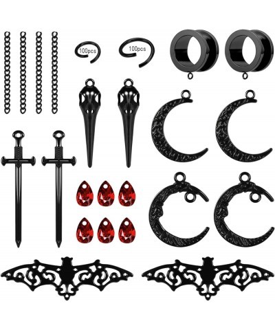 24Pcs DIY Ear Tunnels Accessories Dangle Gauges Body Piercing Jewelry, Stainless Steel 2g - 1/2 inch Dangle Ear Gauges for Wo...