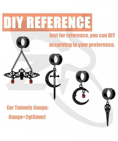 24Pcs DIY Ear Tunnels Accessories Dangle Gauges Body Piercing Jewelry, Stainless Steel 2g - 1/2 inch Dangle Ear Gauges for Wo...