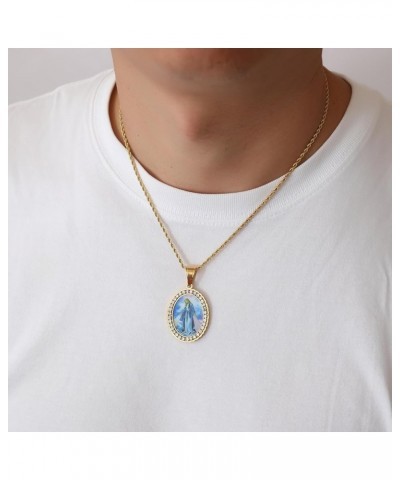 Store Lenticular 3D Photo Flip Pendant Necklace Holy Mary, Jesus Flipping Images Iced Out Jewelry for Women Men Catholic Gift...