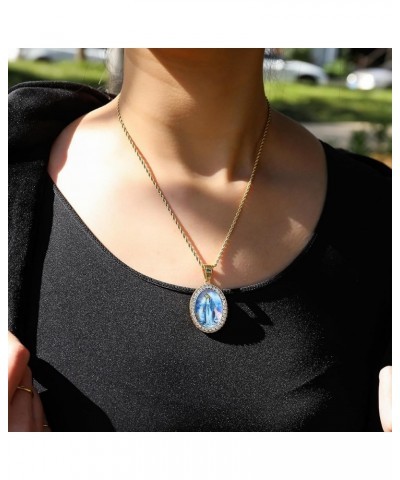 Store Lenticular 3D Photo Flip Pendant Necklace Holy Mary, Jesus Flipping Images Iced Out Jewelry for Women Men Catholic Gift...