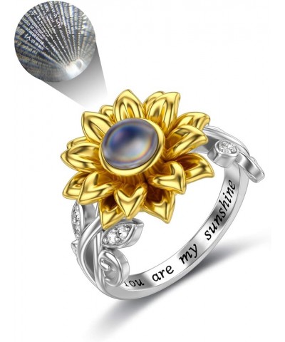 Sunflower Ring with I Love You 100 Languages Stone You Are My Sunshine Flower Ring Gift for Women Girl Sunflower size 7 $26.3...