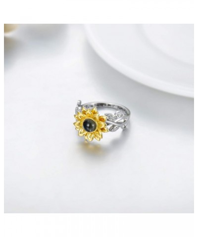 Sunflower Ring with I Love You 100 Languages Stone You Are My Sunshine Flower Ring Gift for Women Girl Sunflower size 7 $26.3...