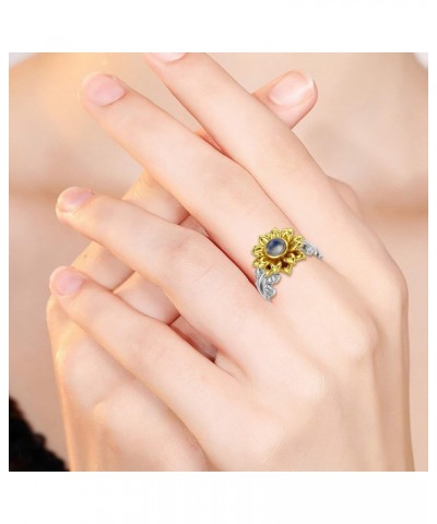 Sunflower Ring with I Love You 100 Languages Stone You Are My Sunshine Flower Ring Gift for Women Girl Sunflower size 7 $26.3...