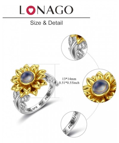 Sunflower Ring with I Love You 100 Languages Stone You Are My Sunshine Flower Ring Gift for Women Girl Sunflower size 7 $26.3...