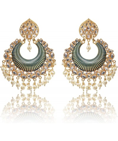 Big Chandbali Jhumka Earring Wedding/Festive Collection for Women Green $13.86 Earrings