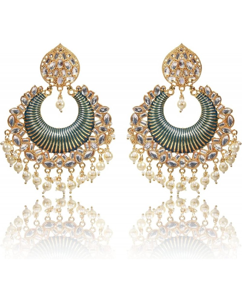 Big Chandbali Jhumka Earring Wedding/Festive Collection for Women Green $13.86 Earrings