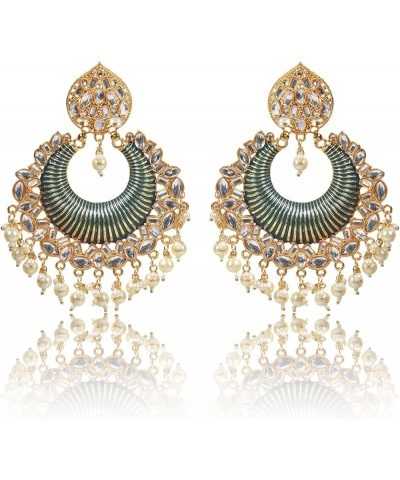 Big Chandbali Jhumka Earring Wedding/Festive Collection for Women Green $13.86 Earrings