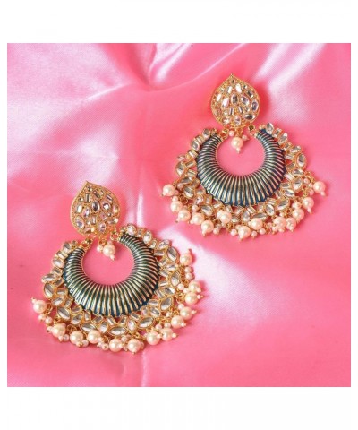 Big Chandbali Jhumka Earring Wedding/Festive Collection for Women Green $13.86 Earrings