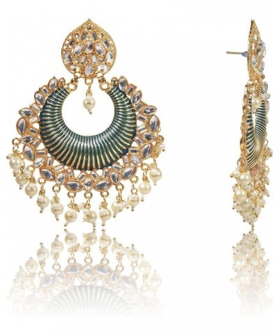 Big Chandbali Jhumka Earring Wedding/Festive Collection for Women Green $13.86 Earrings