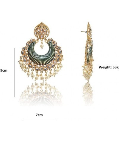 Big Chandbali Jhumka Earring Wedding/Festive Collection for Women Green $13.86 Earrings