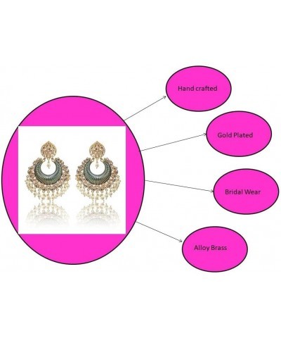 Big Chandbali Jhumka Earring Wedding/Festive Collection for Women Green $13.86 Earrings